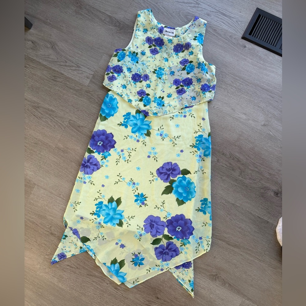Disorderly Kids Vintage Yellow Purple and Blue Floral Dress 90s Y2K 2000s